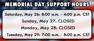 Memorial Day Support Hours